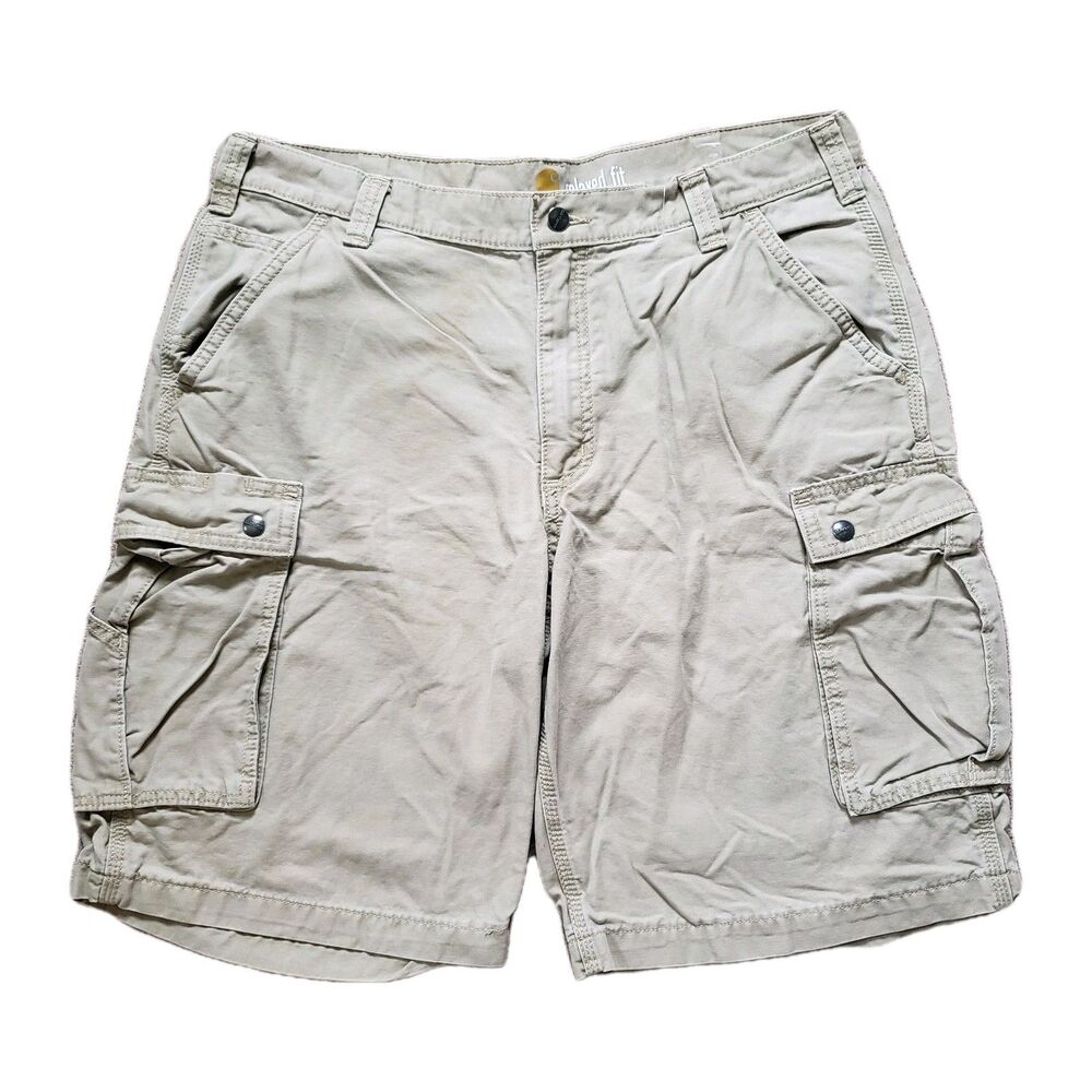 Carhartt Relaxed Fit Size 38 Mens Tan 100% Cotton Canvas Cargo Shorts Work